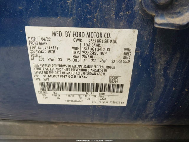 2022 FORD EXPLORER 1FMSK7FH7NGB19747 Photo 8