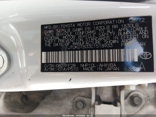2012 TOYOTA PRIUS C JTDKDTB33C1518933 Photo 8
