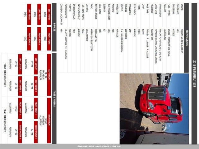 Aukcja sprzedaży 2019 Peterbilt 579, vin: 1XPBDP9X1KD629914, numer aukcji: 44615492