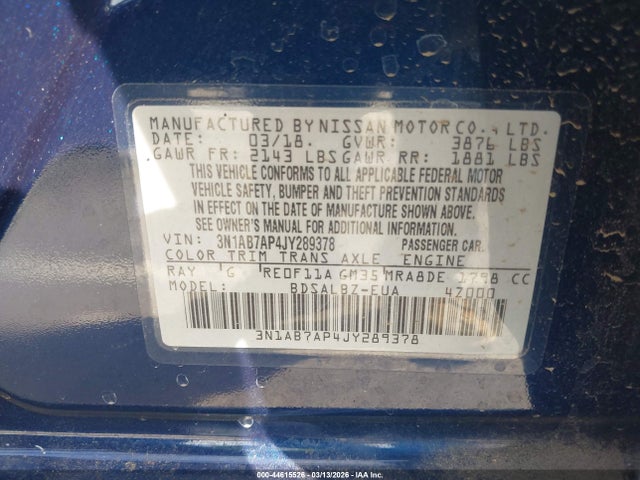 Nissan SENTRA S 2018 3N1AB7AP4JY289378 Image 9