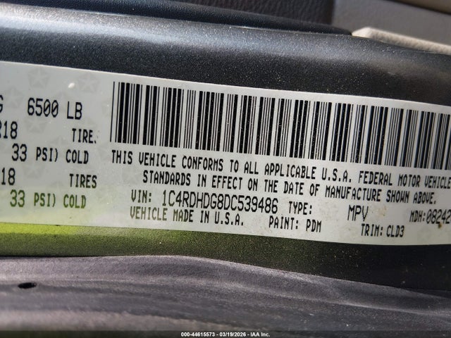 Продаж на аукціоні авто 2013 Dodge Durango Crew, vin: 1C4RDHDG8DC539486, номер лоту: 44615573