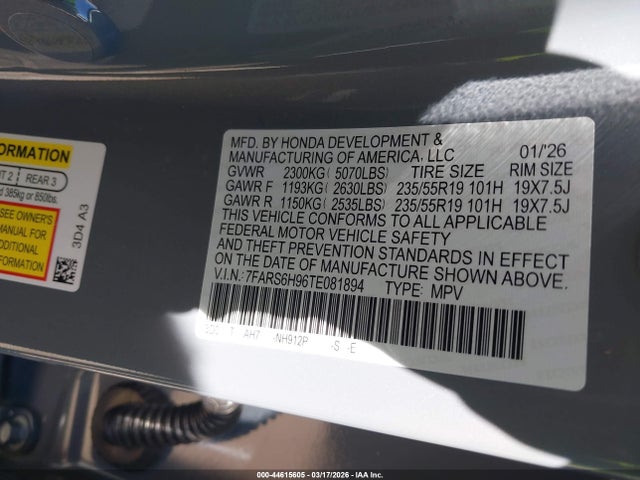 7FARS6H96TE081894 Honda Cr-v Hybrid Awd Sport Touring