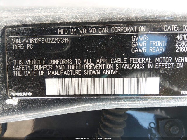 2013 VOLVO S60 YV1612FS4D2217311 Photo 8