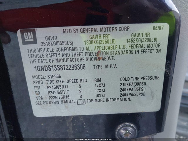 2007 CHEVROLET TRAILBLAZER 1GNDS13S872296308 Photo 8