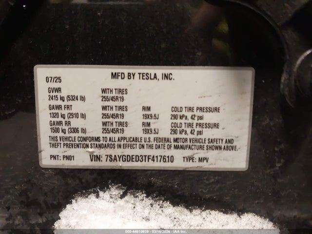 2026 TESLA MODEL Y 7SAYGDED3TF417610 Photo 8