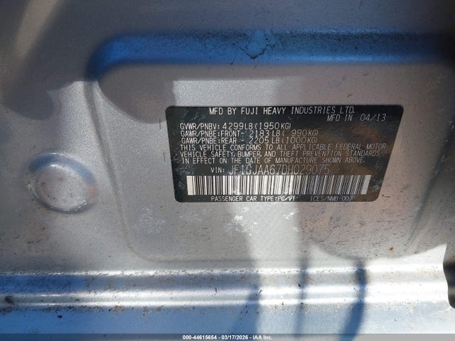 44615654 :رقم المزاد ، JF1GJAA67DH029075 vin ، 2013 Subaru Impreza 2.0i مزاد بيع