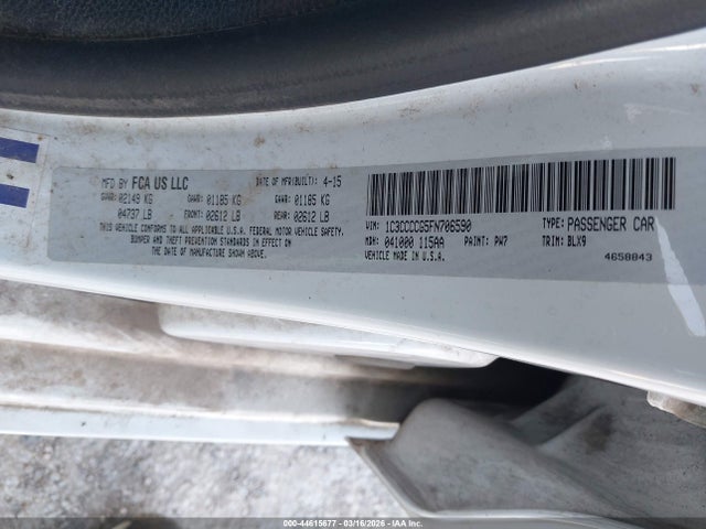 Aukcja sprzedaży 2015 Chrysler 200 C, vin: 1C3CCCCG5FN706590, numer aukcji: 44615677
