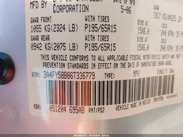 2006 CHRYSLER PT CRUISER 3A4FY58B86T336779 Photo 8