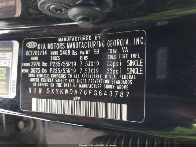 Продаж на аукціоні авто 2015 Kia Sorento Sx V6, vin: 5XYKWDA76FG643787, номер лоту: 44615750
