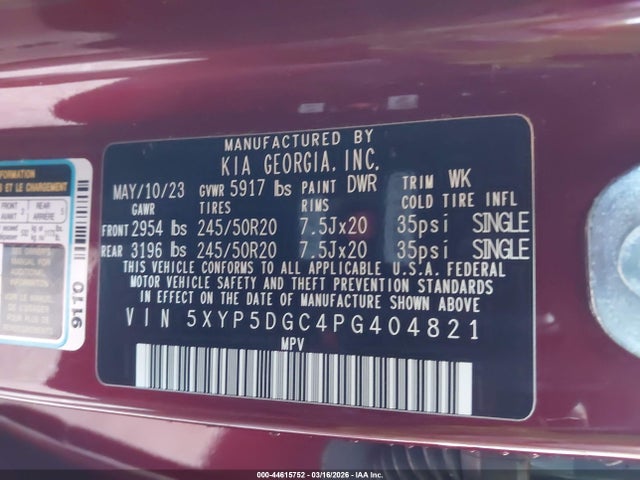 Продаж на аукціоні авто 2023 Kia Telluride Sx Prestige, vin: 5XYP5DGC4PG404821, номер лоту: 44615752