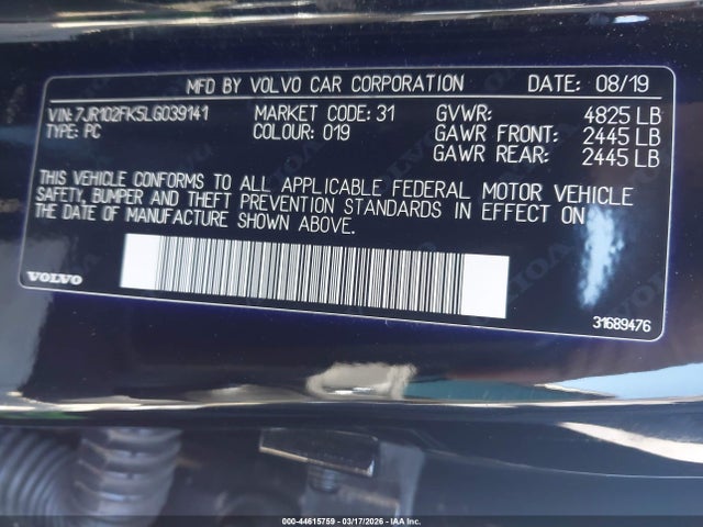 2020 VOLVO S60 7JR102FK5LG039141 Photo 8