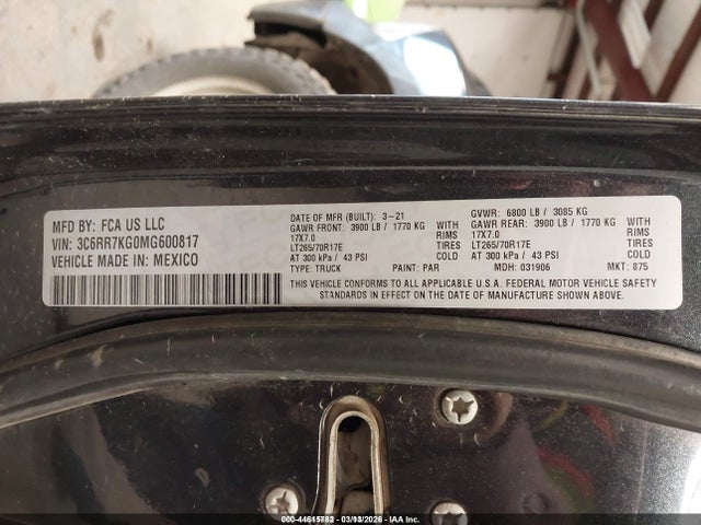 3C6RR7KG0MG600817 RAM 1500 Classic