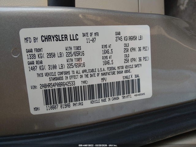 2008 CHRYSLER TOWN & COUNTRY 2A8HR54P08R642533 Photo 8