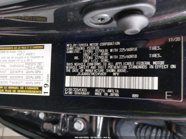 44615928 :رقم المزاد ، JTJGARDZ1M2245809 vin ، 2021 Lexus Nx 300 مزاد بيع