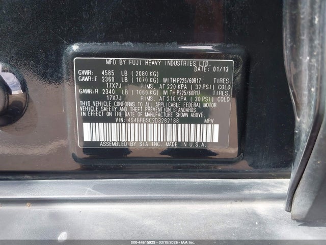 44615929 :رقم المزاد ، 4S4BRBSC2D3282188 vin ، 2013 Subaru Outback 2.5i Limited مزاد بيع
