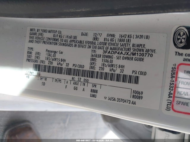 2018 FORD FIESTA 3FADP4AJXJM100770 Photo 8