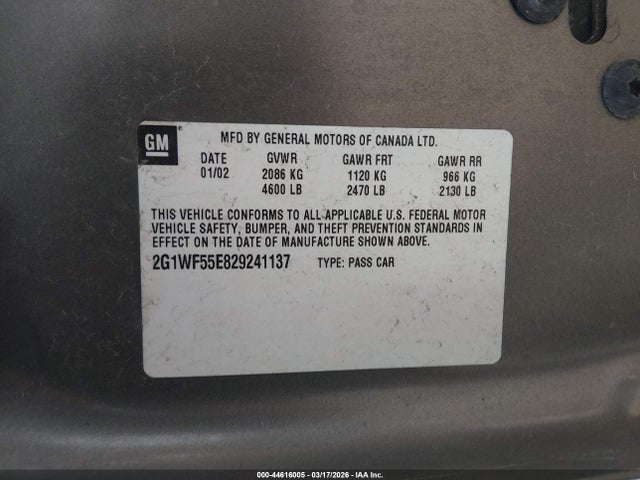 2002 CHEVROLET IMPALA 2G1WF55E829241137 Photo 8