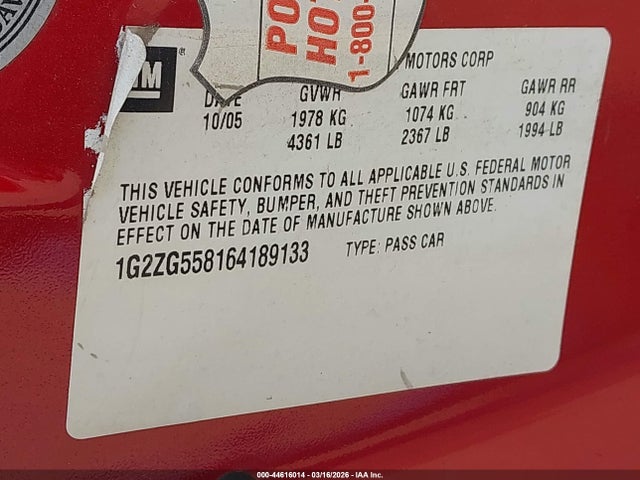 2006 PONTIAC G6 1G2ZG558164189133 Photo 8