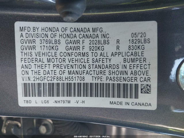 Honda Civic Sport 2020 2HGFC2F88LH551708 Image 10