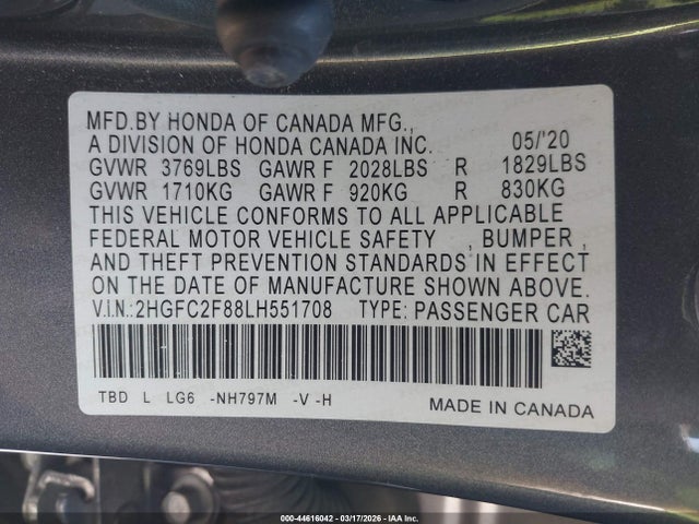 Honda Civic Sport 2020 2HGFC2F88LH551708 Image 9