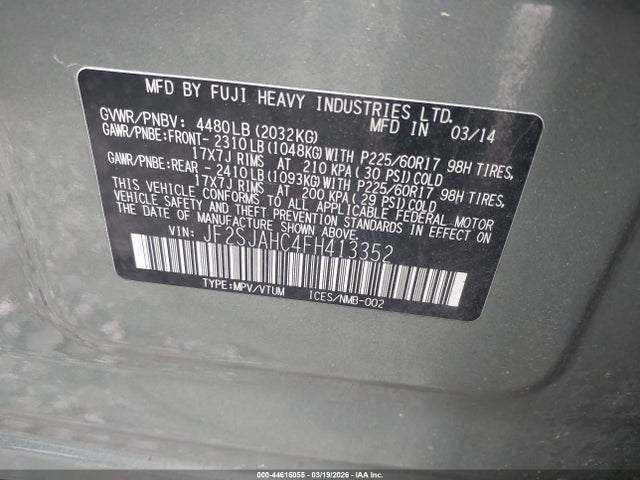 44616055 :رقم المزاد ، JF2SJAHC4FH413352 vin ، 2015 Subaru Forester 2.5i Limited مزاد بيع