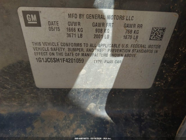 Chevrolet Sonic Lt Auto 2015 1G1JC6SH1F4201059 Image 9