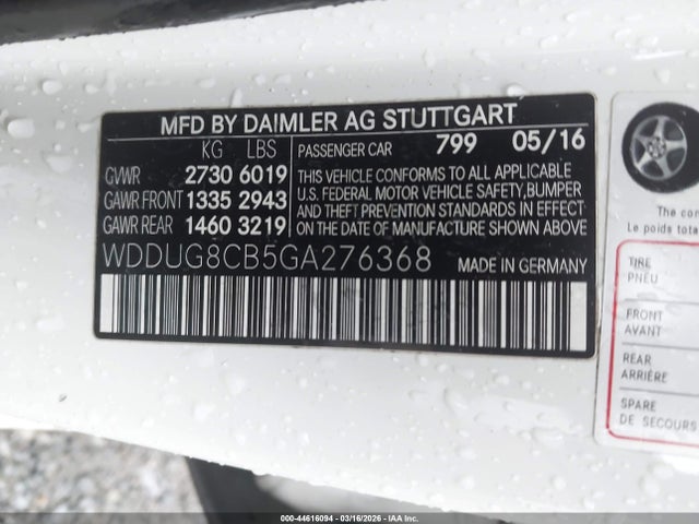 2016 Mercedes-benz S 550 მანქანა იყიდება აუქციონზე, vin: WDDUG8CB5GA276368, აუქციონის ნომერი: 44616094