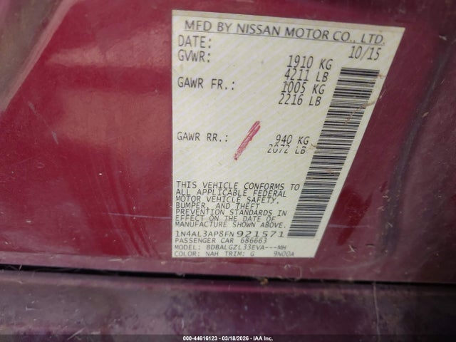 1N4AL3AP8FN921571 Nissan Altima 2.5 S