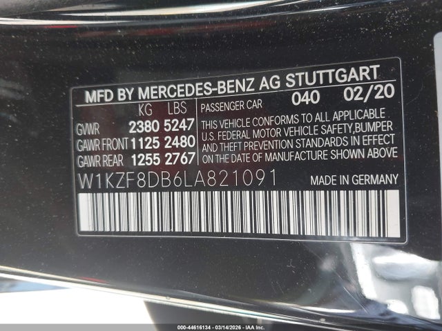Aukcja sprzedaży 2020 Mercedes-benz E 350, vin: W1KZF8DB6LA821091, numer aukcji: 44616134