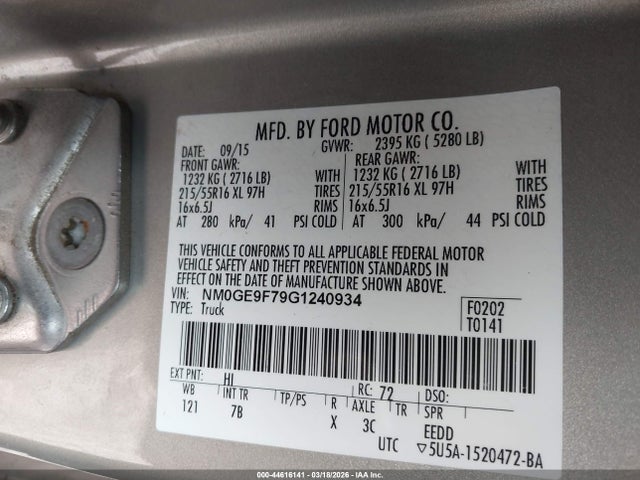 Ford Transit Connect Xlt 2016 NM0GE9F79G1240934 Image 9