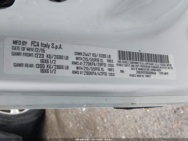 ZFBERFBT8G6B91461 RAM Promaster City Tradesman Slt
