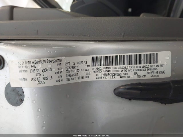 Aukcja sprzedaży 2005 Jeep Grand Cherokee Laredo, vin: 1J4HR48N25C602009, numer aukcji: 44616182