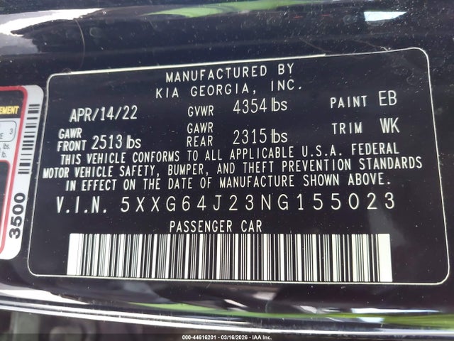 5XXG64J23NG155023 KIA K5 Gt-line