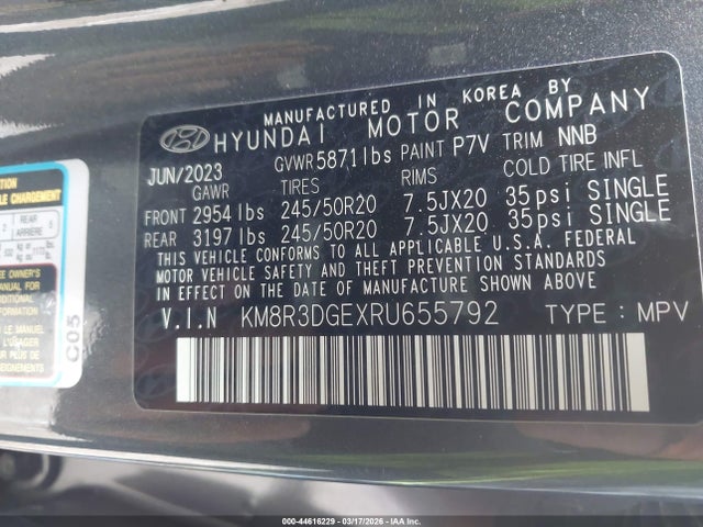 Aukcja sprzedaży 2024 Hyundai Palisade Xrt, vin: KM8R3DGEXRU655792, numer aukcji: 44616229