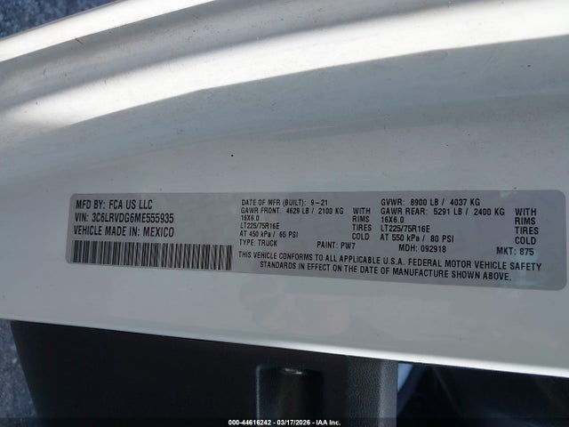 2021 RAM PROMASTER 2500 3C6LRVDG6ME555935 Photo 8