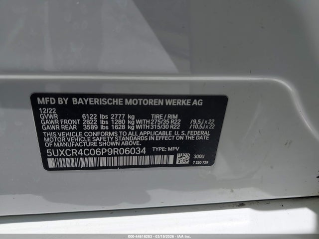 Aukcja sprzedaży 2023 Bmw X5 Sdrive40i, vin: 5UXCR4C06P9R06034, numer aukcji: 44616283