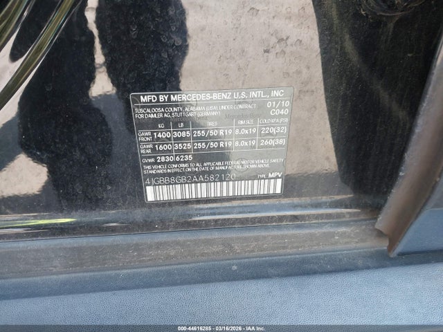 Продаж на аукціоні авто 2010 Mercedes-benz Ml 350 4matic, vin: 4JGBB8GB2AA582120, номер лоту: 44616285