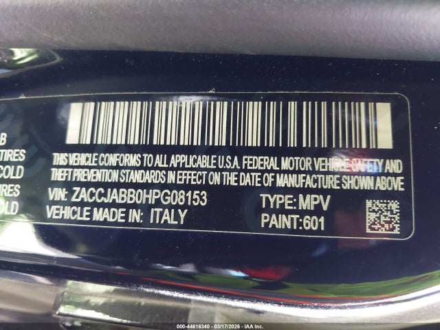 Aukcja sprzedaży 2017 Jeep Renegade Latitude Fwd, vin: ZACCJABB0HPG08153, numer aukcji: 44616340
