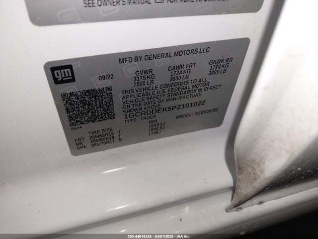 1GCRDDEK5PZ101022 Chevrolet Silverado 1500 4wd Standard Bed Lt