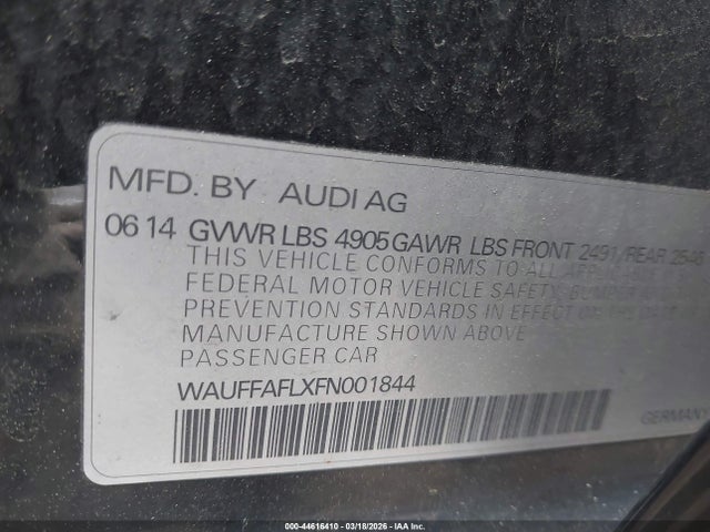 Продаж на аукціоні авто 2015 Audi A4 2.0t Premium, vin: WAUFFAFLXFN001844, номер лоту: 44616410