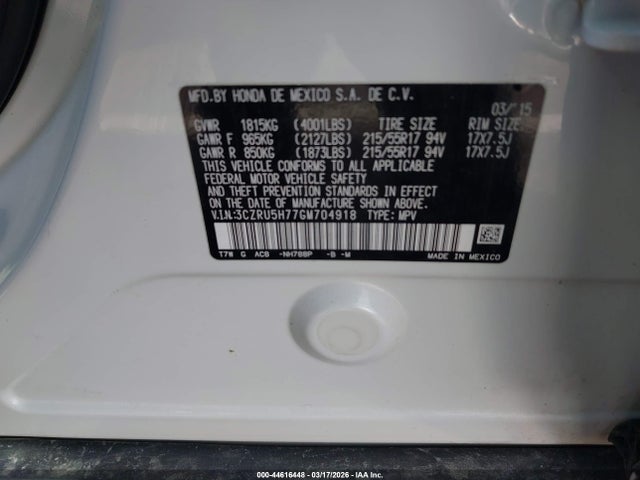 2016 HONDA HR-V 3CZRU5H77GM704918 Photo 8