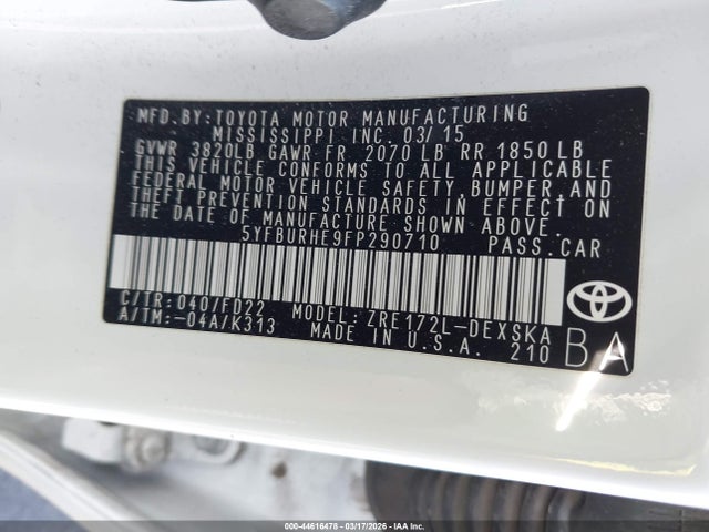Toyota Corolla S Plus 2015 5YFBURHE9FP290710 Image 9