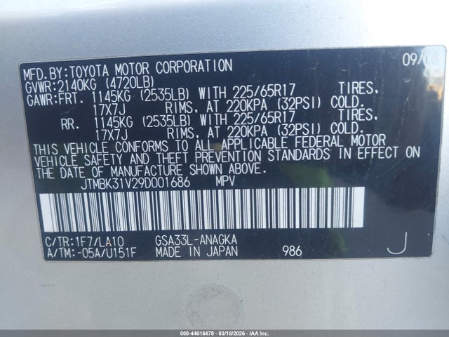 2009 TOYOTA RAV4 JTMBK31V29D001686 Photo 8