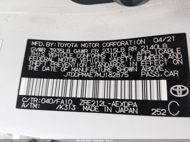 Toyota COROLLA L 2021 JTDDPMAE7MJ182875 Image 9