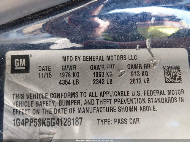 Продаж на аукціоні авто 2016 Buick Verano, vin: 1G4PP5SK5G4128187, номер лоту: 44616555