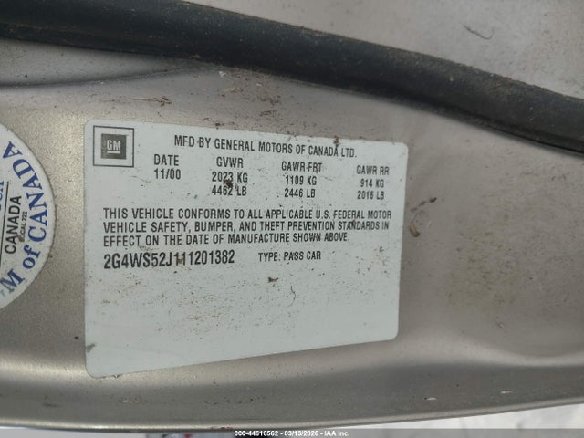 Продаж на аукціоні авто 2001 Buick Century Custom, vin: 2G4WS52J111201382, номер лоту: 44616562