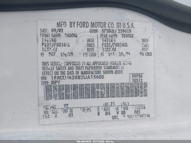 2003 FORD EXPLORER 1FMZU63K83UA15608 Photo 8