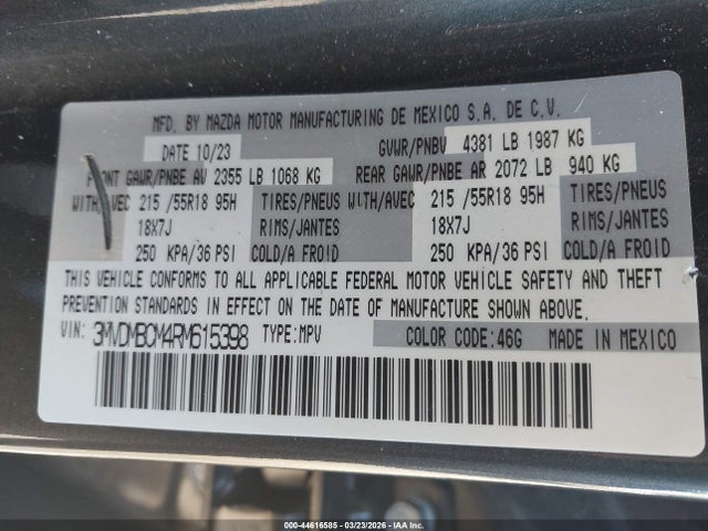 Продажа на аукционе авто 2024 Mazda Cx-30 2.5 S Preferred Package, vin: 3MVDMBCM4RM615398, номер лота: 44616585