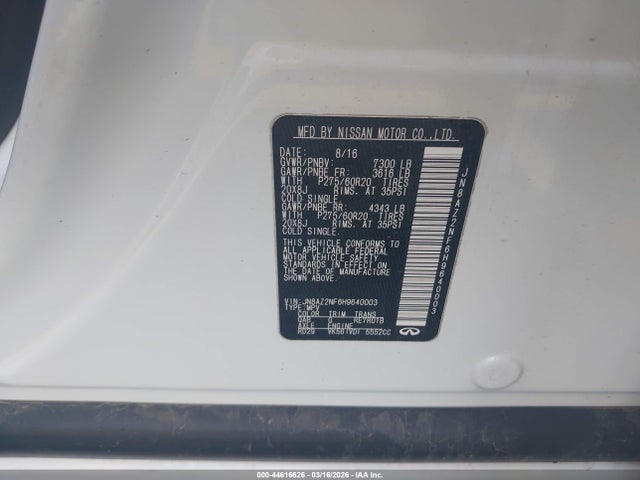 Aukcja sprzedaży 2017 Infiniti Qx80, vin: JN8AZ2NF6H9640003, numer aukcji: 44616626
