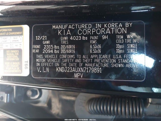Продаж на аукціоні авто 2022 Kia Soul Lx, vin: KNDJ23AUXN7179891, номер лоту: 44616674